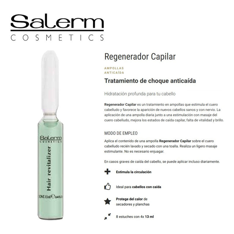 6 Ampollas Regenerador Capilar Salerm Cosmetic Control Caida