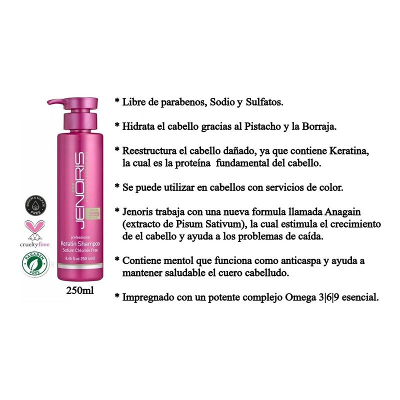 Shampoo Pistacho Jenoris 250ml Keratina Hidratante Capilar