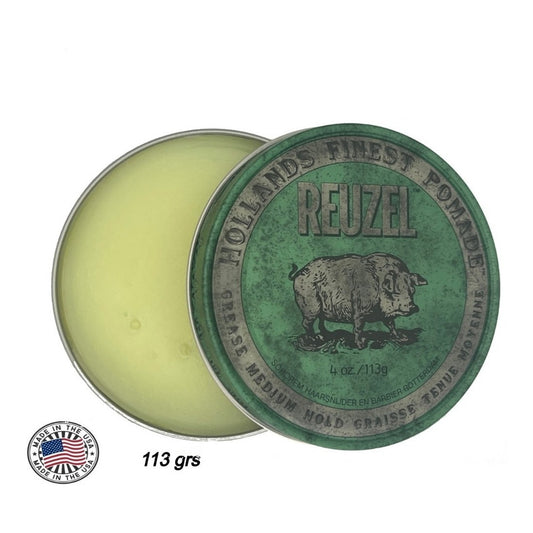 Pomada Green Grease Medium Reuzel 113g Cera Capilar Barberia