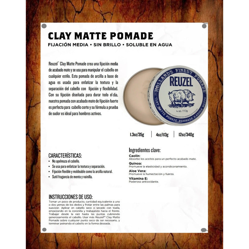 Kit Limitado Pomada Clay Matte Reuzel Cera Capilar Barberia