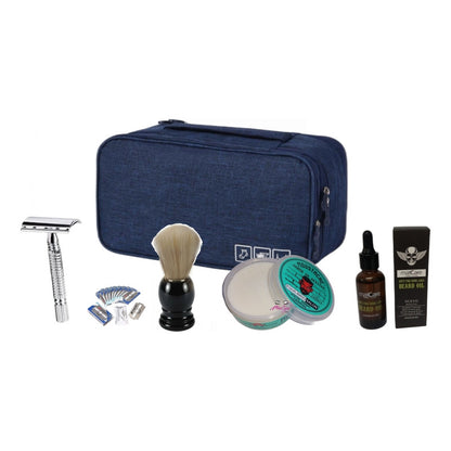 Kit Navaja Clasica Hisopo Jabón Afeitar Aceite Barba Barber