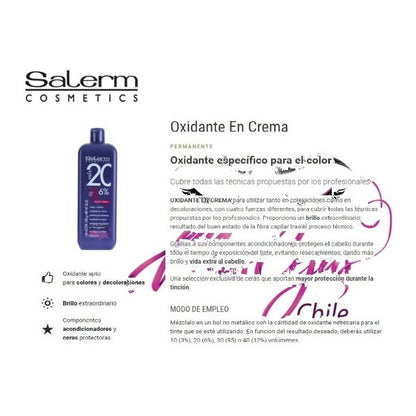 Oxidante En Crema 20 Vol Salerm Cosmetics 1000ml, Coloracion