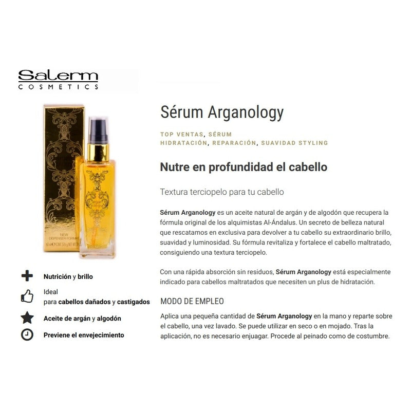 Aceite Argan Concen Salerm Cosmetics Arganology 60ml Capilar