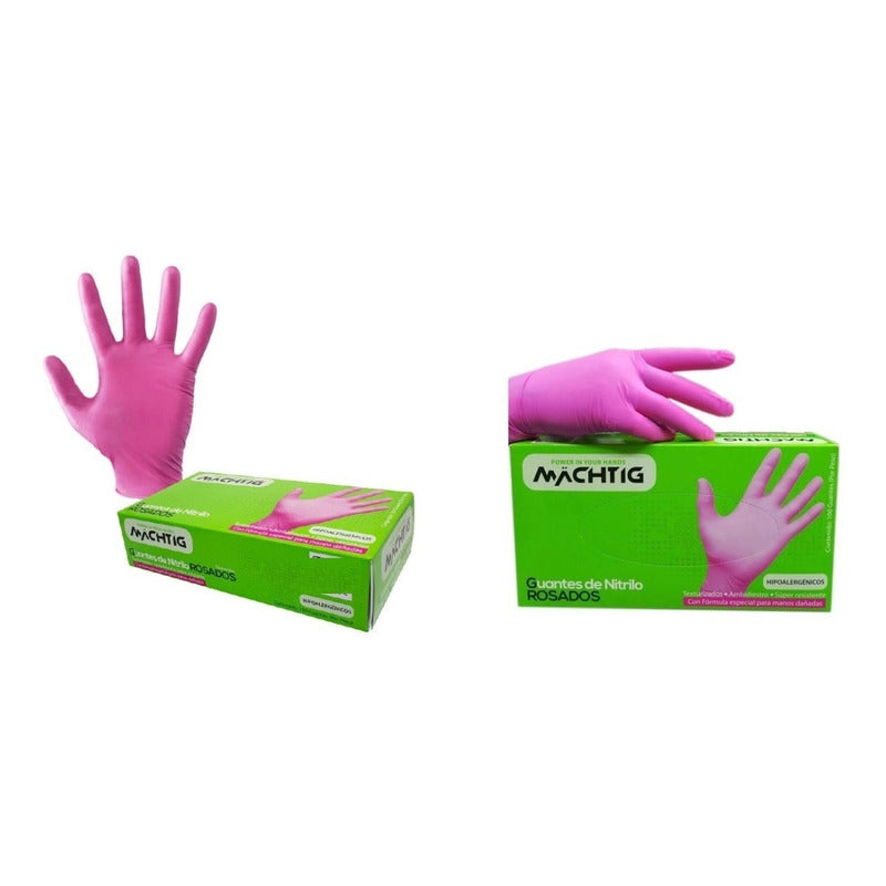 Guantes De Nitrilo Fucsia Peluquería 100uni Xs Odontologia