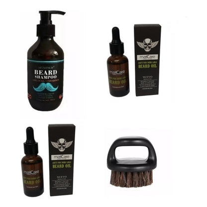 Pack 2 Aceite Barba, Cepillo Barba Y Shampoo Barba, Barberia