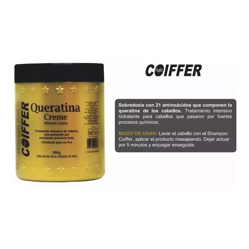 Alisado Keratina Coiffer Sin Formol 1lt (3 Pas)+cr Queratina