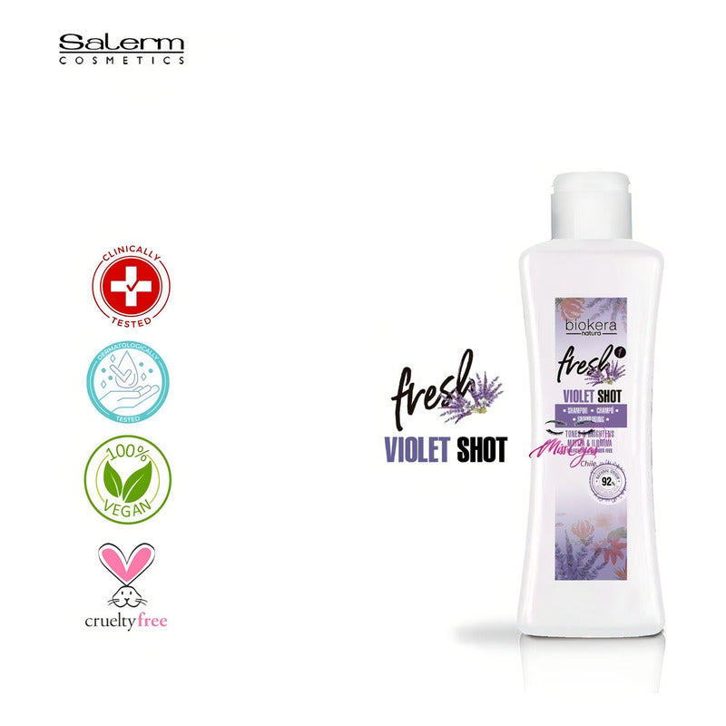 Shampoo Morado Salerm, Violet Shot Matizante Blancos Rubios