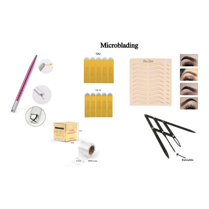 Kit Microblading Tebori Agujas 2 Piel Sintetica Compas Rollo