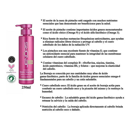 Shampoo Pistacho Jenoris 250ml Keratina Hidratante Capilar