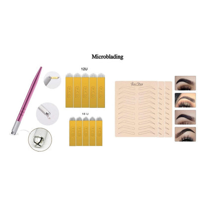 Kit Microblading Tebori Agujas 3 Piel Sintetica Tattoo Cejas