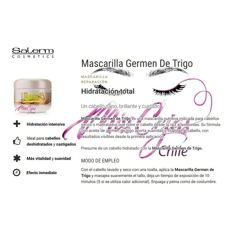 Kit 2 Salerm Mascarilla Germen De Trigo, Tratamiento Capilar