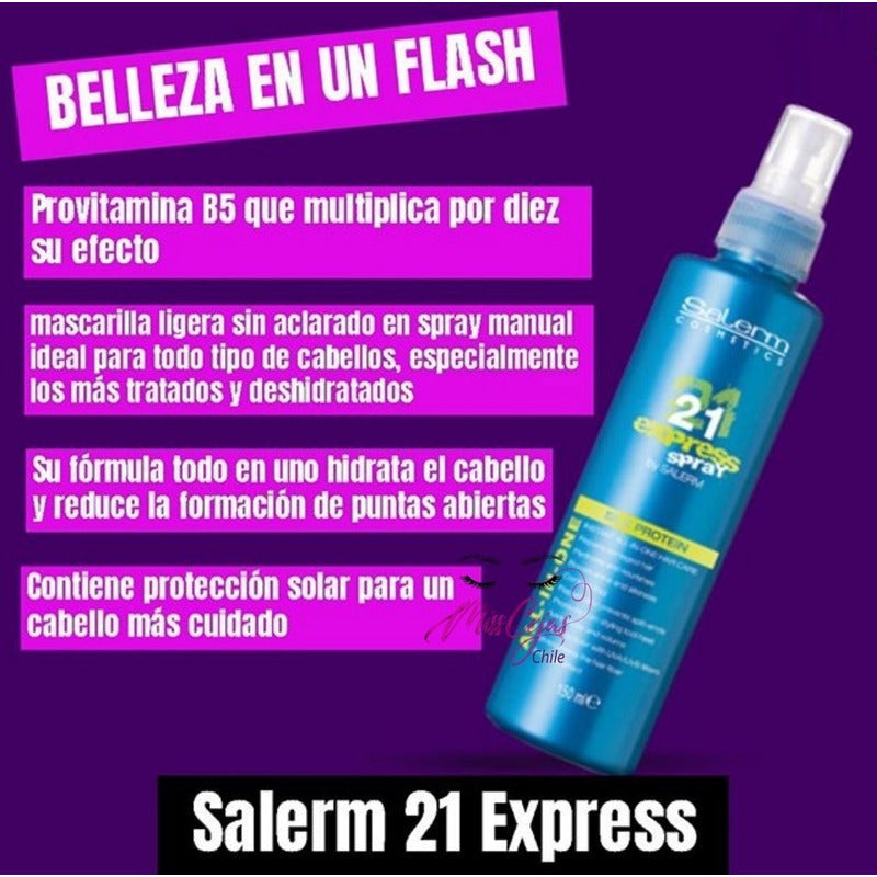 Kit Salerm 21 Express Spray Proteina Seda Y Aceite Uva