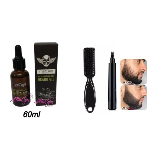 Kit Aceite Barba Lapiz Marcador Barba Cepillo, Barberia