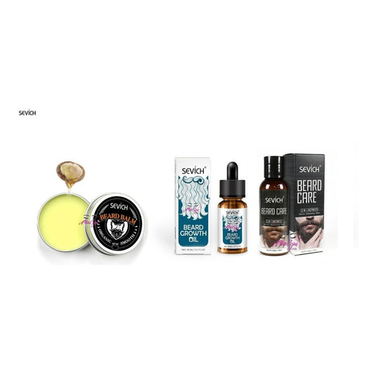 Kit Aceite Crecimiento Barba Balsamo Modelador Shampoo Barba