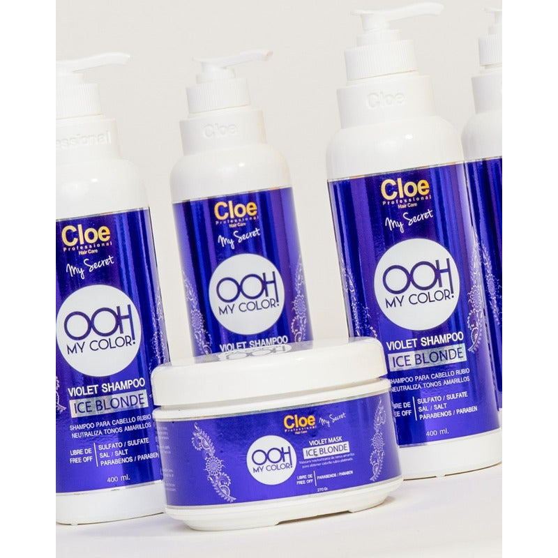 Kit Cloe Shampoo Y Crema Ice Blonde Matizador Morado Rubios