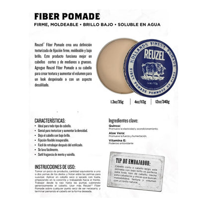 Pomada Fiber Reuzel 113g Cera Capilar Pelo Barberia Barbero