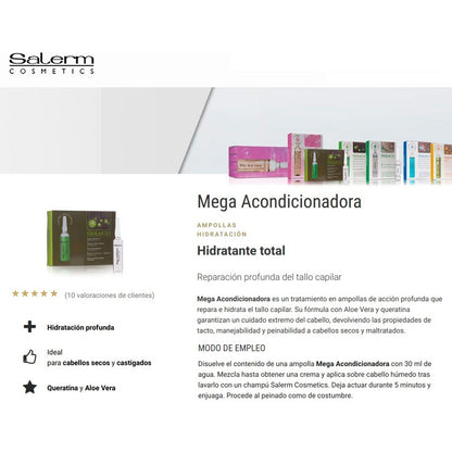 6 Ampollas Capilares Mega Acondicionadora Salerm Cosmetics