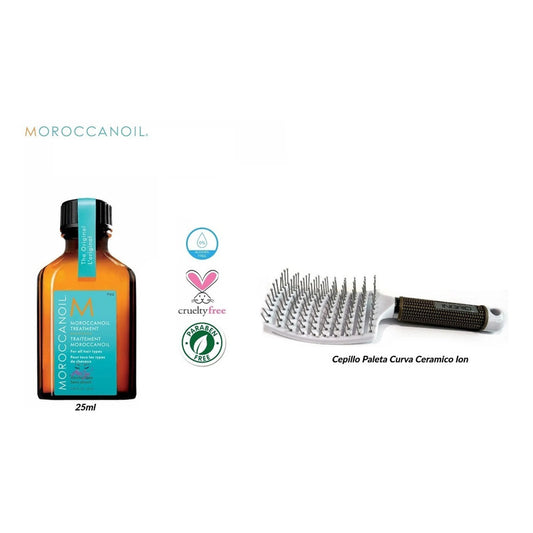 Kit Aceite Argan Hidratante Moroccanoil Y Cepillo Termico