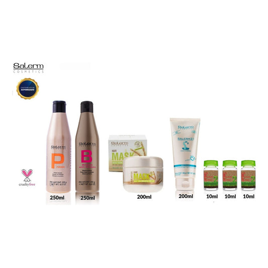 Kit Salerm Shampoo Acondicionador Crema Ampollas Capilar