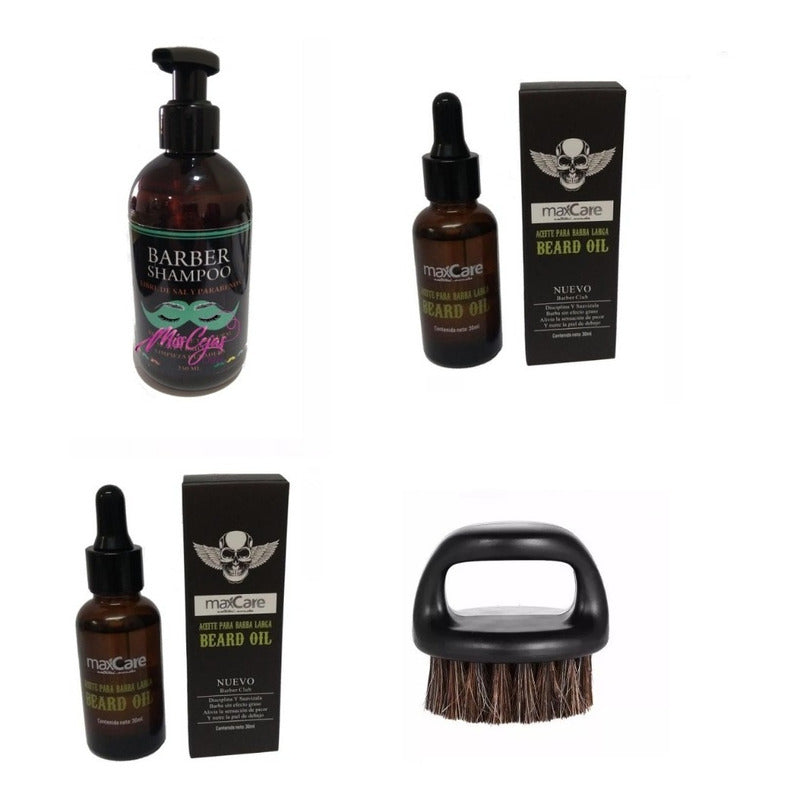 Pack 2 Aceite Barba, Cepillo Barba Y Shampoo Barba, Barberia