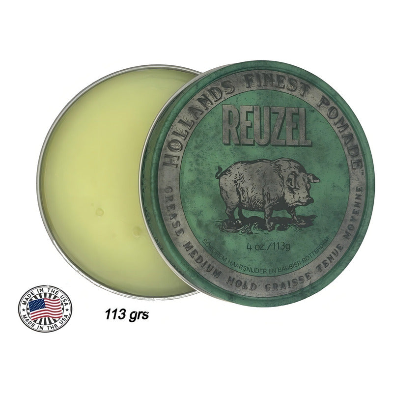 Pomada Green Grease Medium Reuzel 113g Cera Capilar Barberia