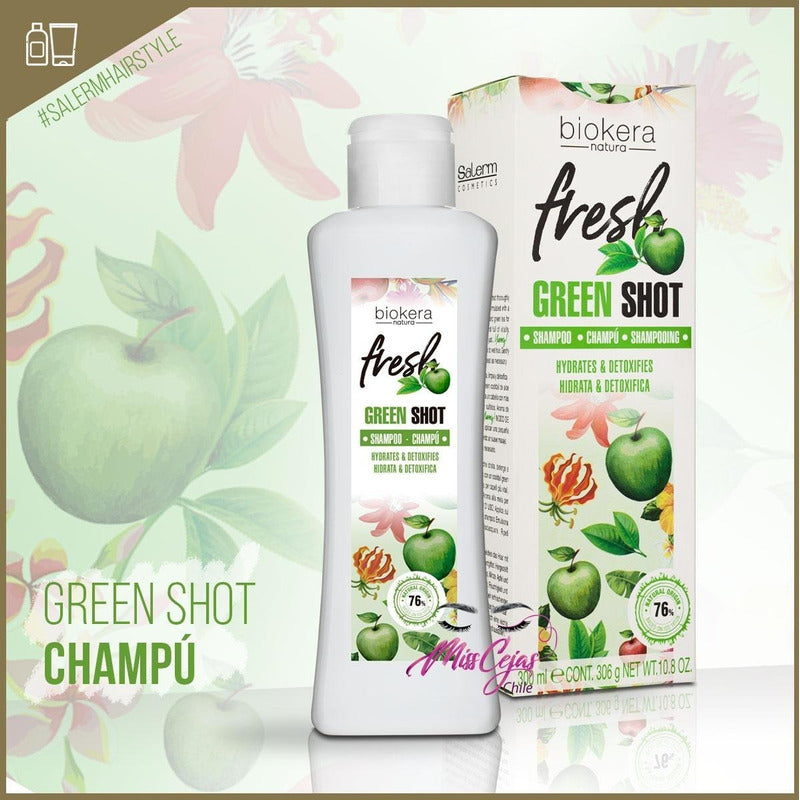 Shampoo Green Shot Biokera Manzana Salerm Cosmetics Vegano