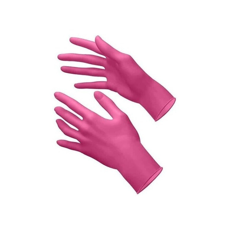 Guantes De Nitrilo Fucsia Peluquería 100uni Xs Odontologia