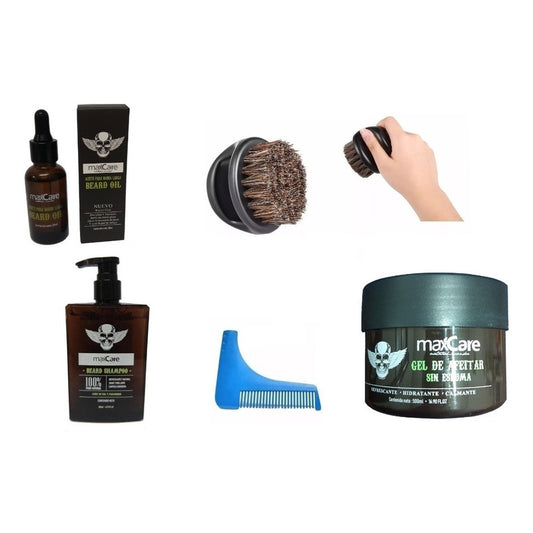 Kit Barbería Aceite Barba Shampoo Cepillo Gel Y Peine Model