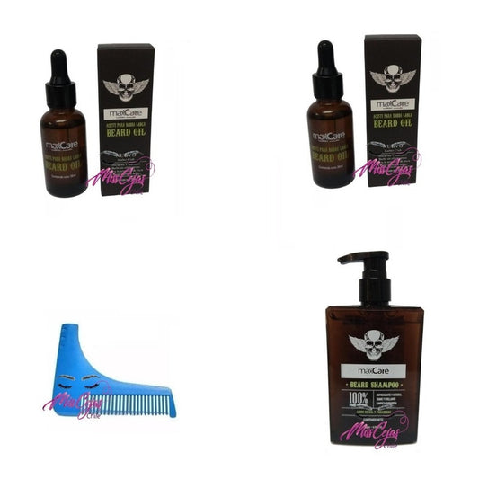 Kit Barbería 2 Aceite Barba Shampoo Peine Modelado Barberia