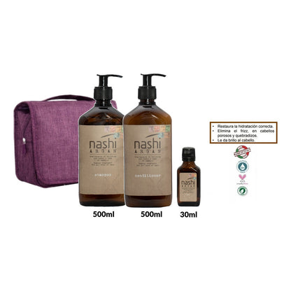 Kit Shampoo, Acondicionador, Aceite Nashi Argan Hidratante