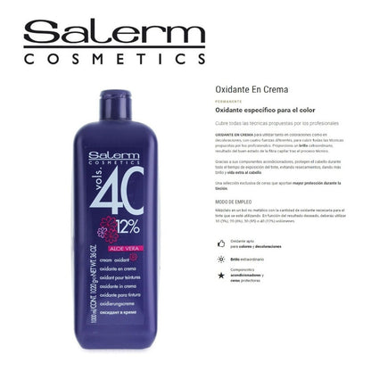 Oxidante En Crema 40 Vol Salerm Cosmetics 1000ml, Coloracion