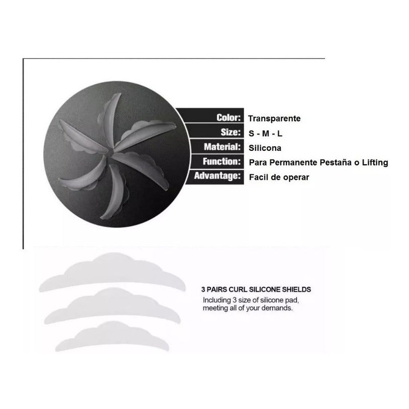 Kit 3 Pares Bigudie Silicona, 50 Parches Extensión Pestañas