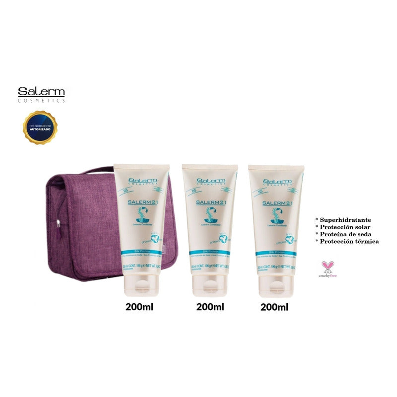 Kit 3 Salerm 21 Crema Hidratante Con Proteina De Seda